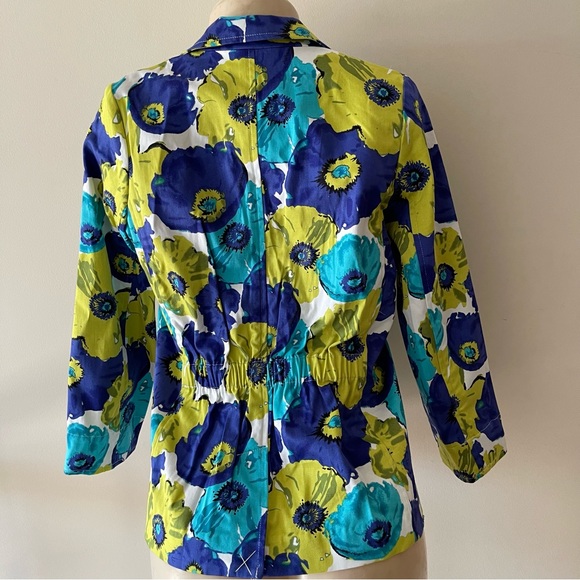 Joan Rivers Blue Floral Print Multicolor Button-front Blazer - Picture 8 of 8